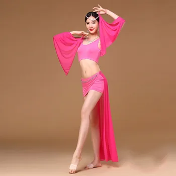 

New Arrival Woman Belly Dance Costume Skirt Set Poncho Profession Rehearsal Flamenco Fringe Elegant Standard Indian Suits Q30125