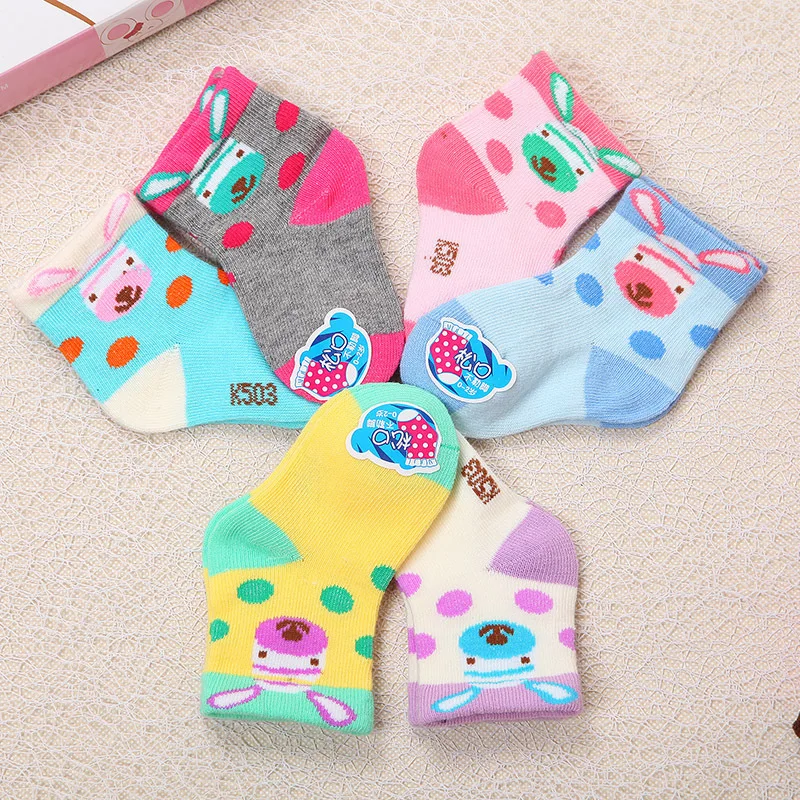 

5 PairPCS/lot Baby Socks Neonatal Summer Mesh Cotton Polka dots plain stripes Kids Girls Boys Children Socks For 1-3 Year