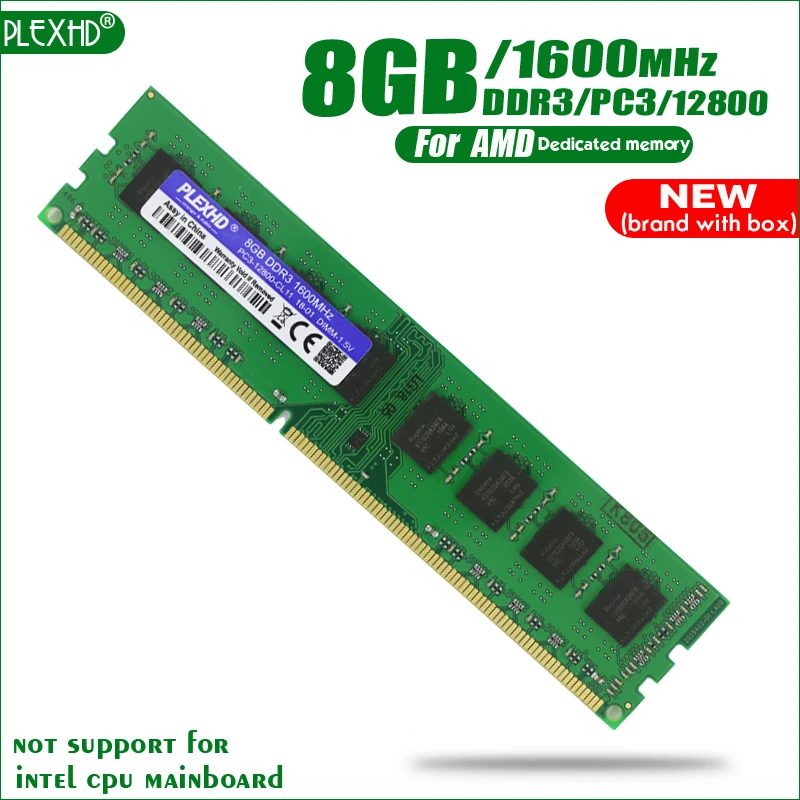 PLEXHD 8 ГБ DDR3 PC3-12800 1600 МГц 8G PC3 12800 для настольных ПК оперативная Память DIMM 240 контакты для системы AMD Высокая совместимость