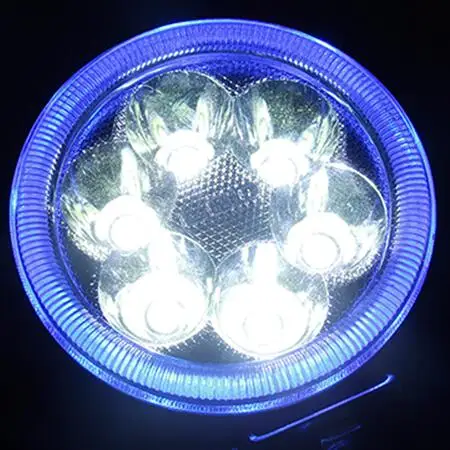 OKEEN, супер яркий светодиодный светильник, 6 светодиодов, 18 Вт, ангельские глазки, рабочий светильник, мотоциклетный головной светильник, 12 В, 6000 К, белый, синий, точечная лампа для вождения автомобиля, мото - Цвет: White and Blue