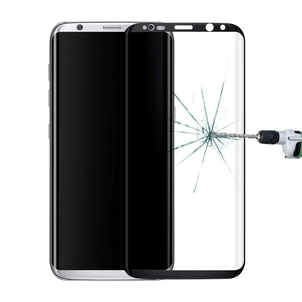 Для Samsung Galaxy S8/g9500 0.3 мм 9 H твердость поверхности 3D Изогнутые поверхности Silk-Экран полный Экран закаленное Стекло Экран протектор - Цвет: Black