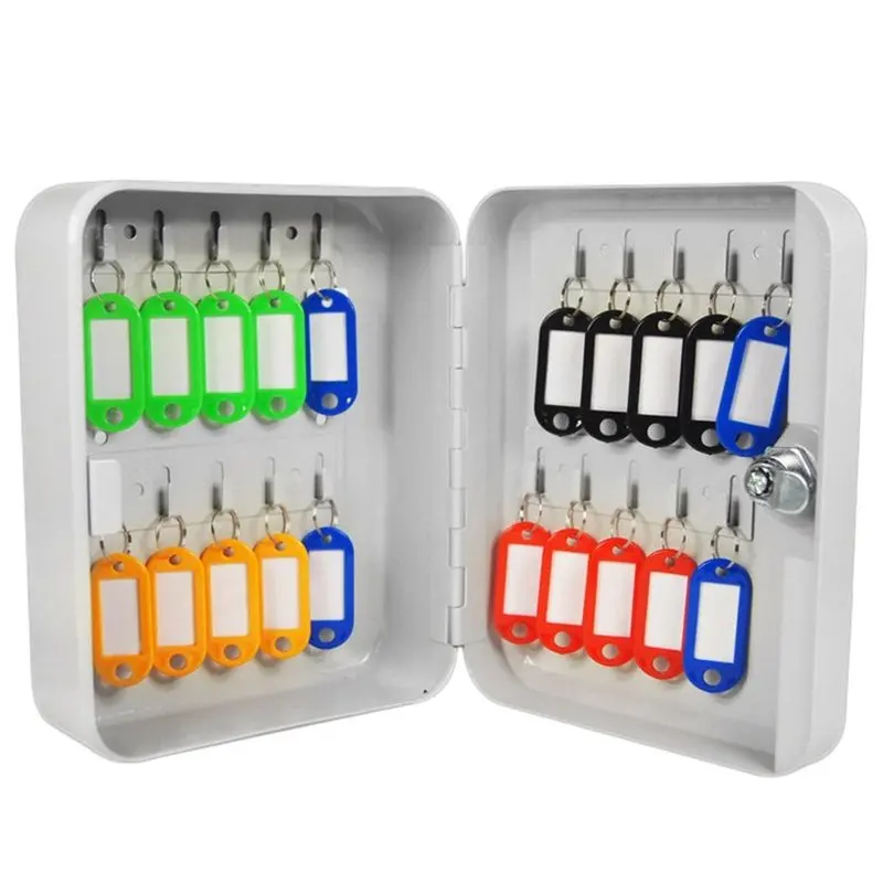 

Security Key Storage Safes Key Cabinet Lockable Metal Box With 20 Tags Wall Mounted For Property Management Company Home Office