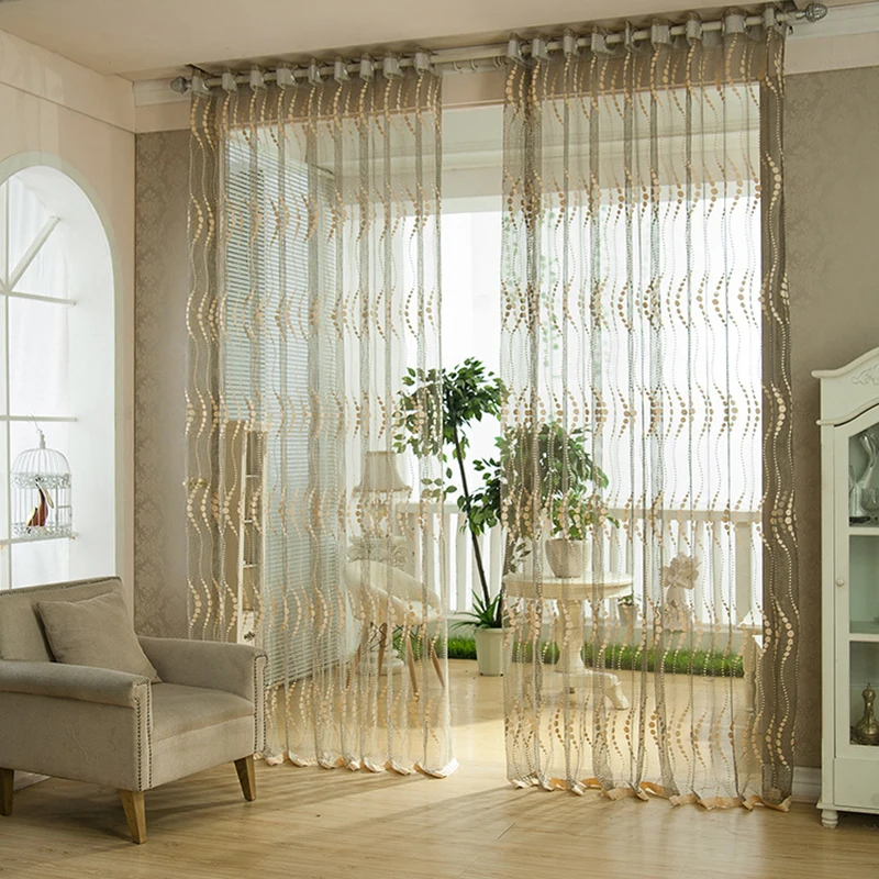 

Circle Jacquard Organza Tulle Curtains Fabric For Window