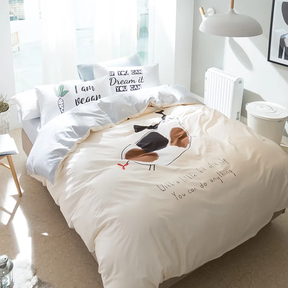 Cow Print Duvet Cover Set Queen Twin Size Bedding Set For Children