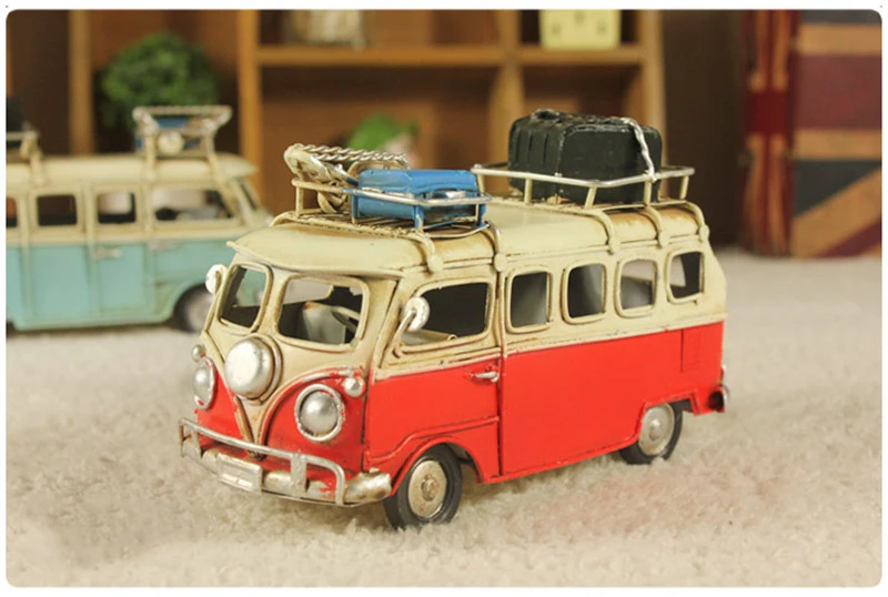 Мини-модель автомобиля игрушки ретро классический автомобиль кемпинг автобус Железные украшения дома Кофейня подарки, свадебные украшения высокое качество