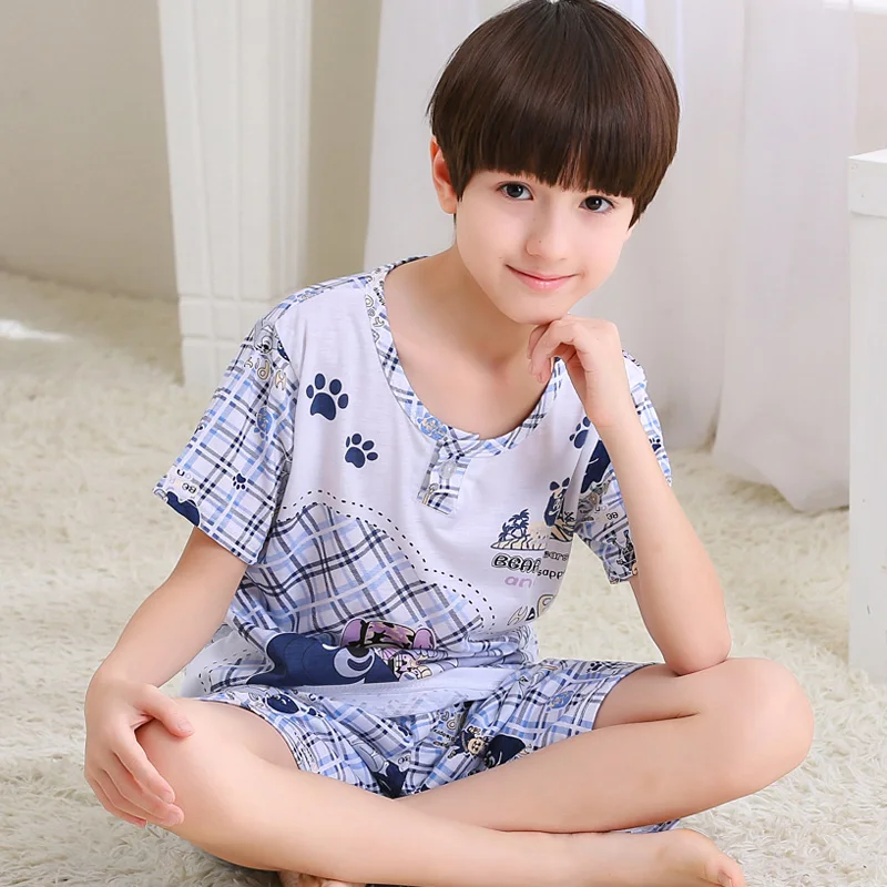 Children's loose pajamas summer boys' soft clothing big boy's house