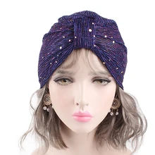 1 шт. новые модные женские блестящие индийские тюрбаны мусульманские хиджабы для женщин