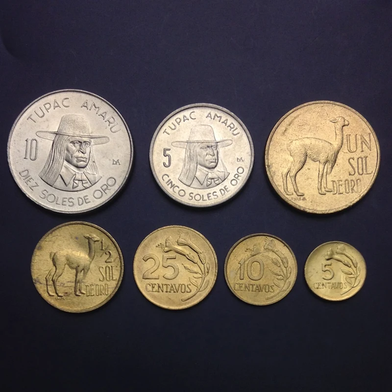 

Set 7pcs Peru 1966-75 edition Coins Sets South America Country 100% real and Original Coins for Personal Collection UNC New