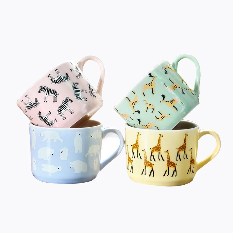 Cartoon Giraffe Pattern Animal Coffee Cup Ceramic Cute Coffee Porcelain