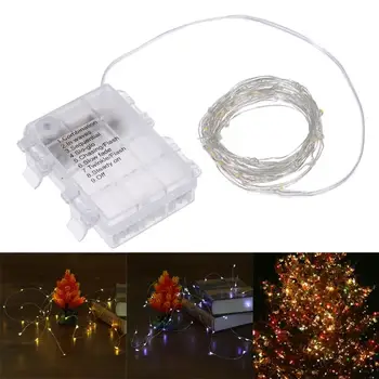 

2017 3Color led String Lights Battery 3XAA Waterproof LED 5m 50leds Silver