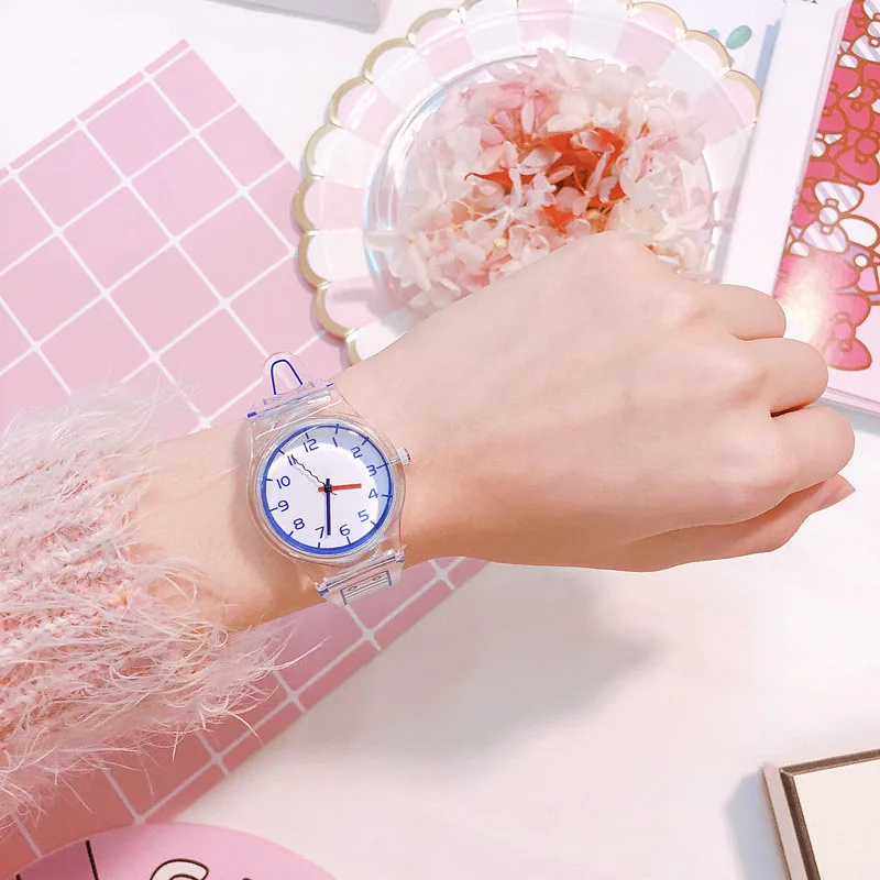 

1 Pcs Women Clear Silicone Band Wrist Watch Jelly Comic Style Quartz Casual Watches AIC88
