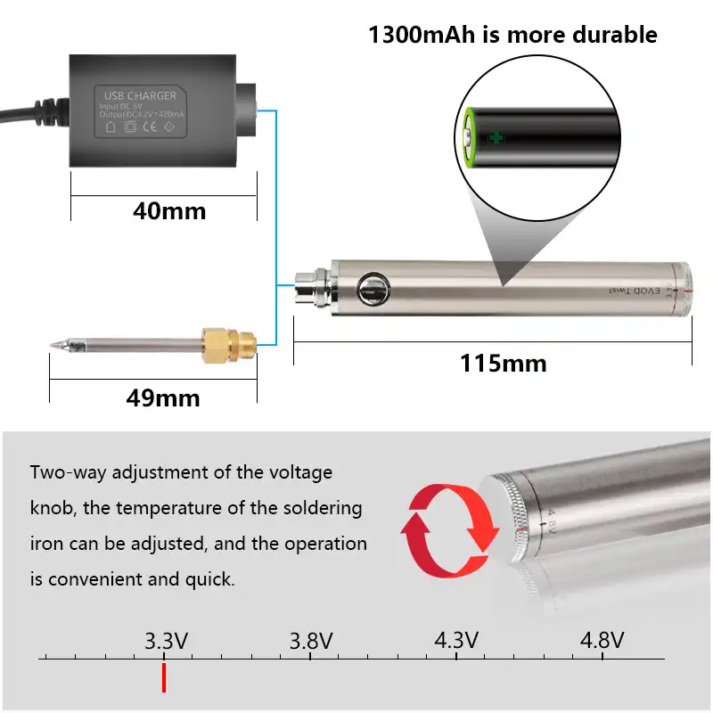 soldadura, pirograbado, grabado de madera, joyas juego de soldador con temperatura ajustable 330 450 /°C Soldador USB soldador y juego de soldadura 5 V 8 W