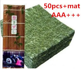 

AAA+++ wholesale high Quality Seaweed,nori for sushi Japanese nori sushi ,50pcs/set +Bamboo rolling mats nori tools top selling