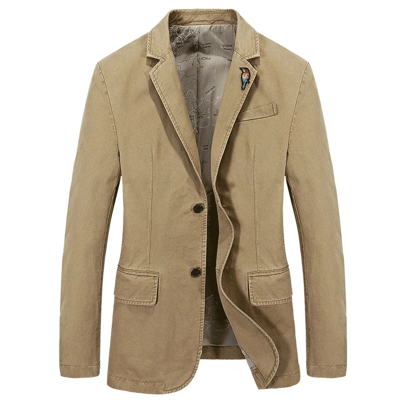 Men's Blazer Oversized Solid Male Suit Jacket Coat Men Clothing Pure Cotton Blazers Casual Outerwear 4XL AG66001