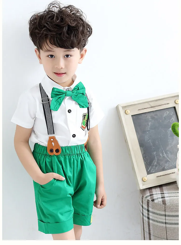 Г. Укороченный топ для мальчиков и девочек, комплект одежды из 2 предметов с галстуком-бабочкой на подтяжках, Детская зеленая школьная форма, костюм черлидеров, костюмы