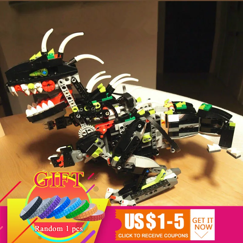 

24010 792pcs Creative Series The three-in-one remote control vocal dinosaur set building blocks Compatible with 4958 Toys lepin