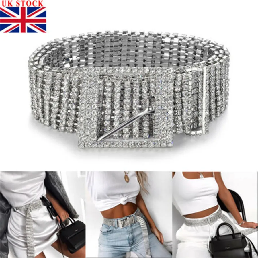 

2019 Brand New Style Silver Full Rhinestone Diamante Ladies Waist Charm Belt Fashion Accessory