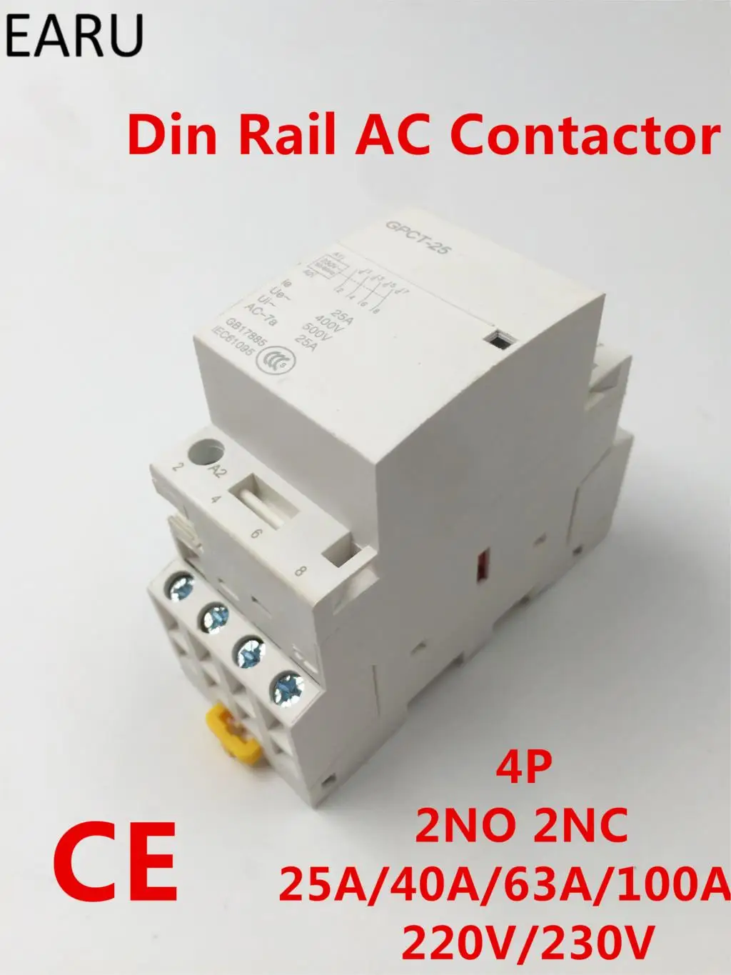 GPCT1 4P 25A 40A 63A 100A 2NC 2NO 220 V/230 V 50/60HZ Din Rail бытовой модуль модульной контактор переменного тока для домашнего отеля ресторана