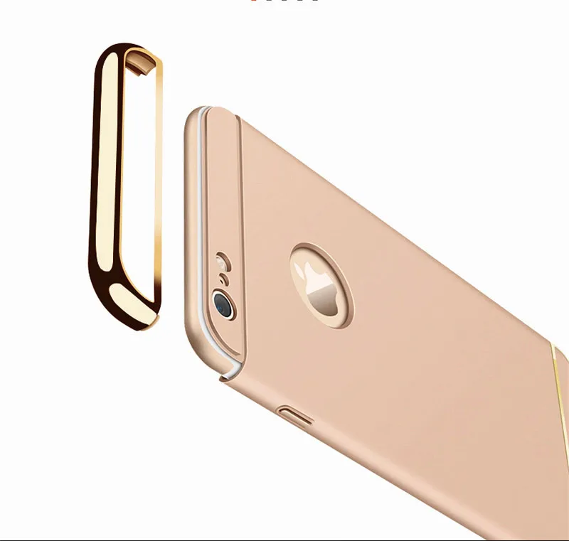 Роскошный Золотой Жесткий Чехол для iPhone 7, 6, 6 S, 5, 5S, SE, X, задняя крышка, Xs Max, XR, 11 Pro, съемный чехол 3 в 1, для iPhone 8, 7, 6, 6s Plus, сумка