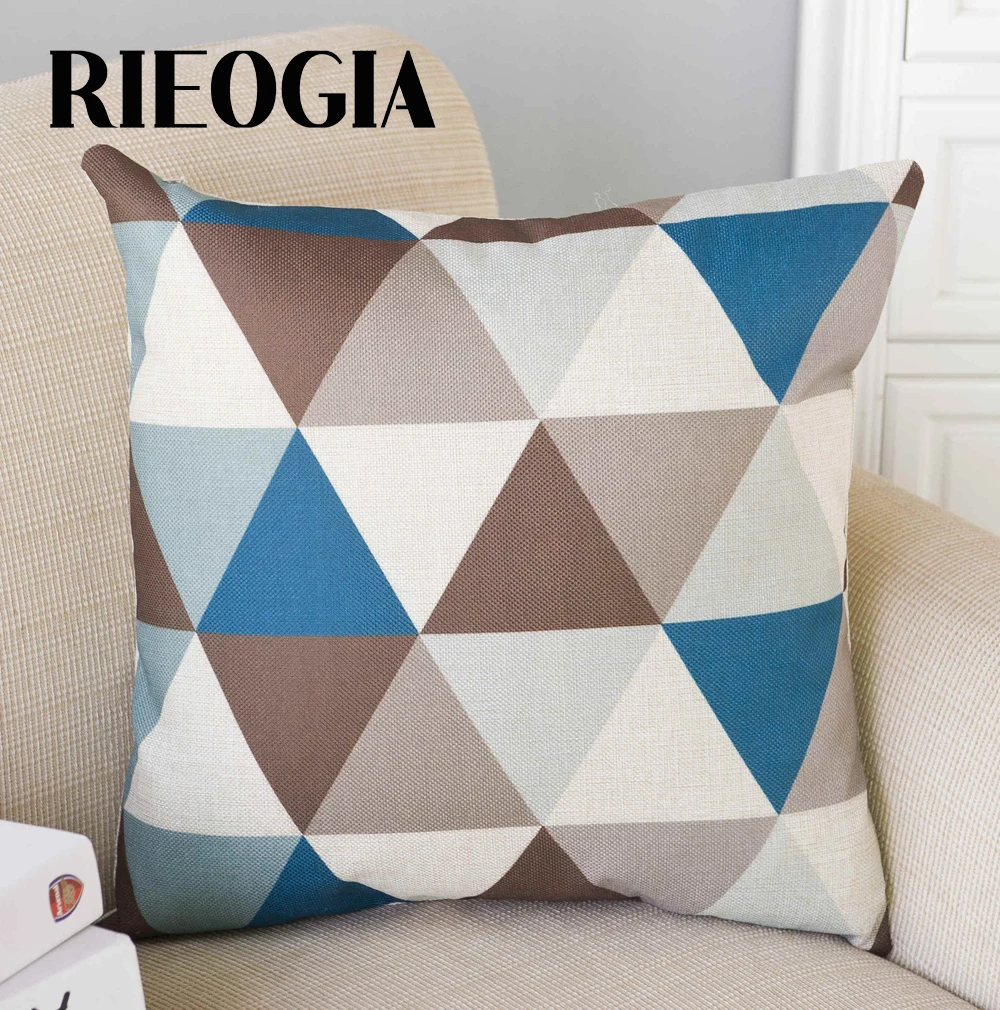 RIEOGIA 45X45cm Couple Pillow Case triangle arrangement Linen