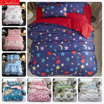 

Soft Cotton 3pcs/4pcs Bedding Set Kids Bed Linens Sheet Quilt Comforter Pillow Case Single Twin Queen King Size Duvet Cover 1.8m