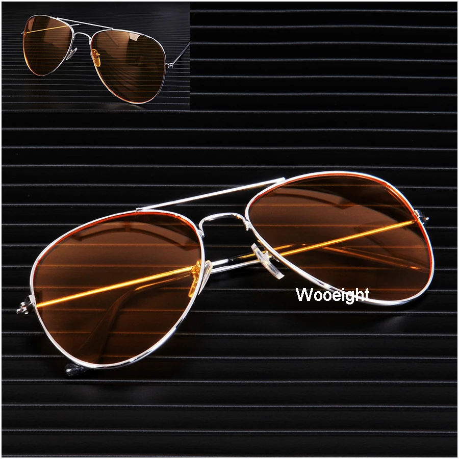 Car Day Night  Vision Goggles Sunglasses Yellow Anti-glaring Decoration Alloy Frame Universal Driver Glasses (2)