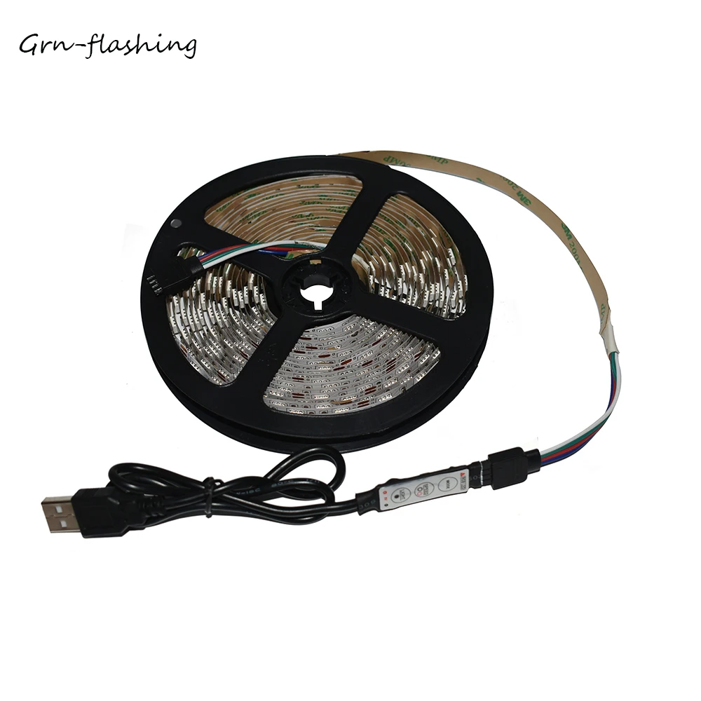 SMD 5050 RGB Светодиодная лента 1 м/2 м/3 м/4 м/5 м без защиты DC5V с USB контроллером cabel для