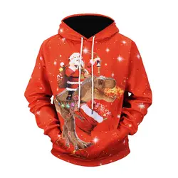 2018 американский размер Рождество осень-зима модные Для Мужчин's Wo Для мужчин s Толстовка Теплый с капюшоном Повседневные принты джемпер