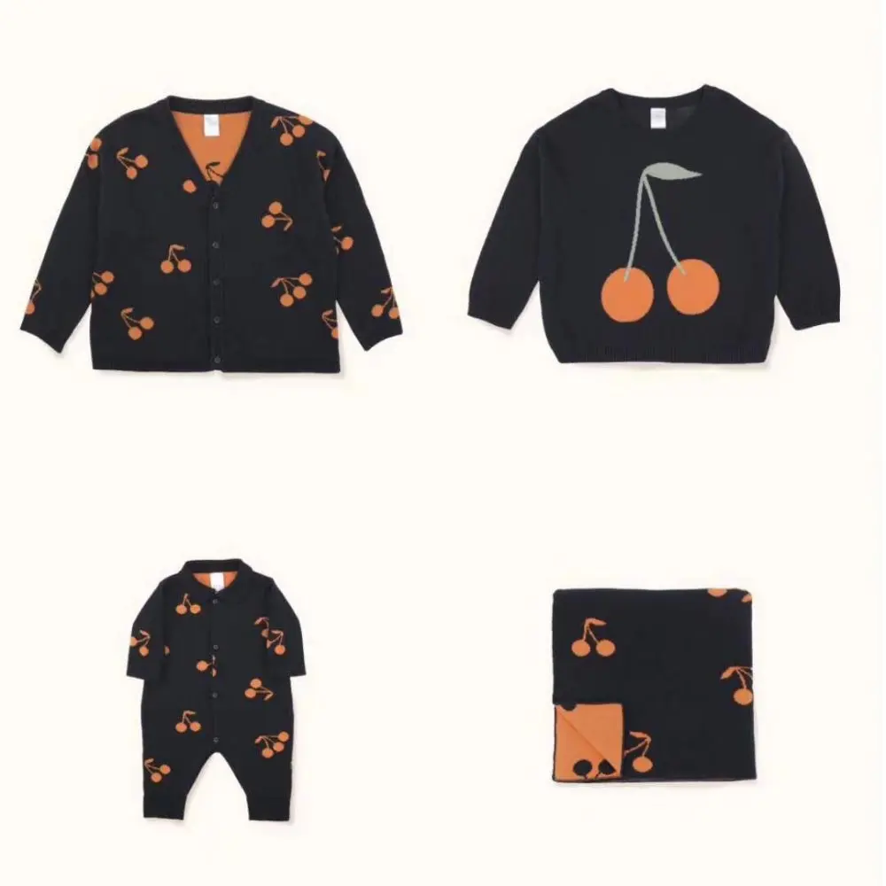 BOBOZONE 2018 F/W Cherries Cardigan Sweater Romper Blanket for kids baby boys girls BOBOZONE 2018 F/W Cherries Cardigan Sweater Romper Blanket for kids baby boys girls
