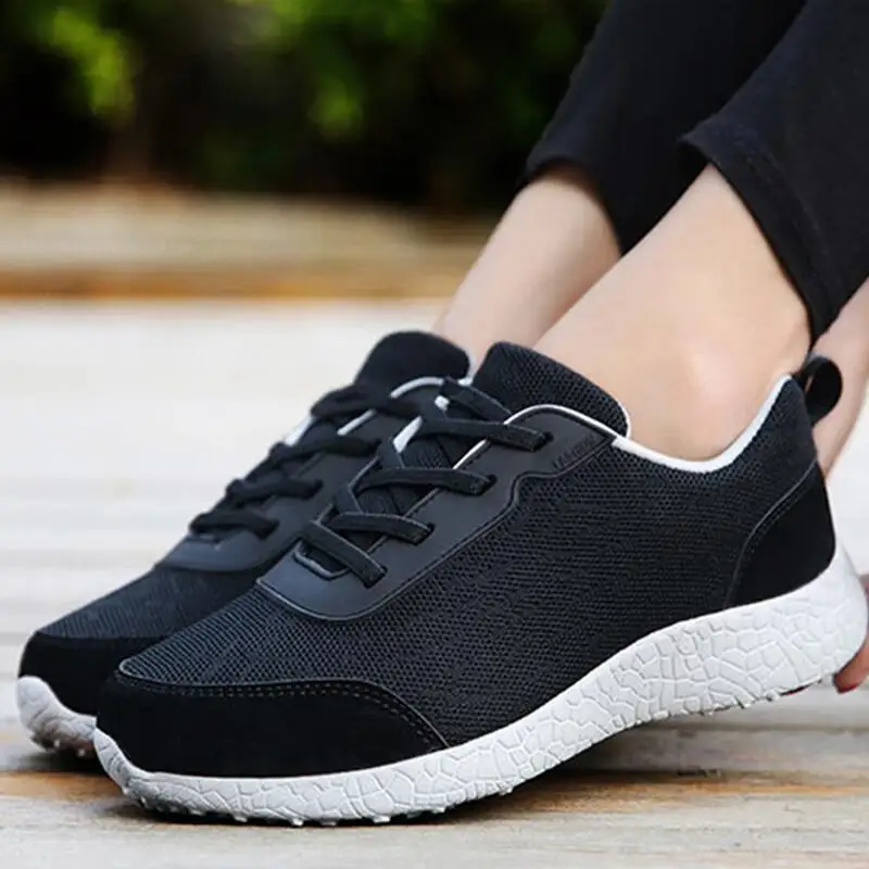 

Women Mesh Sneakers Summer Breathable Casual Shoes Ladies Trainers Lace Up Basket Femme Slip on Shoes Zapatos Mujer Black Red