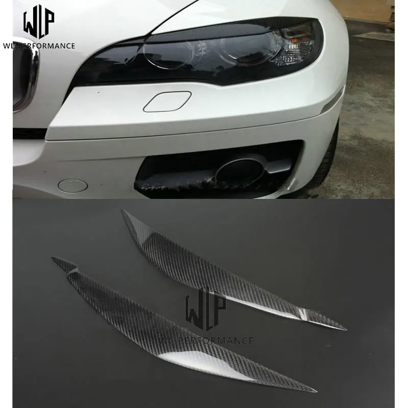

X6 X6M Carbon Fiber Front Lamp Eyebrow Sticker Trim Cover Headlight Eyelid car body kit For BMW X6 E71 X6M 08-14 Car styling use