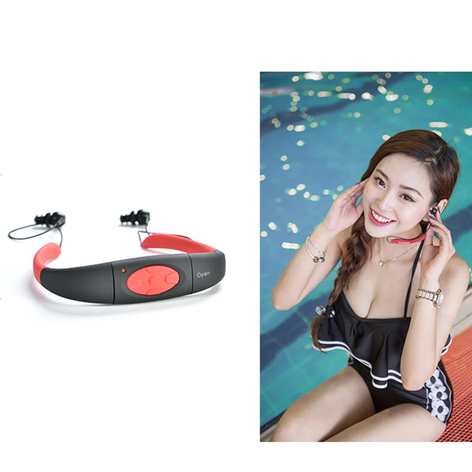 (268 IPX8 للماء بلوتوث 4.0. 168 4 GB 8 GB للماء MP3 لاعب FM راديو) السباحة الغوص تحت الماء الرياضة السباحة سماعة