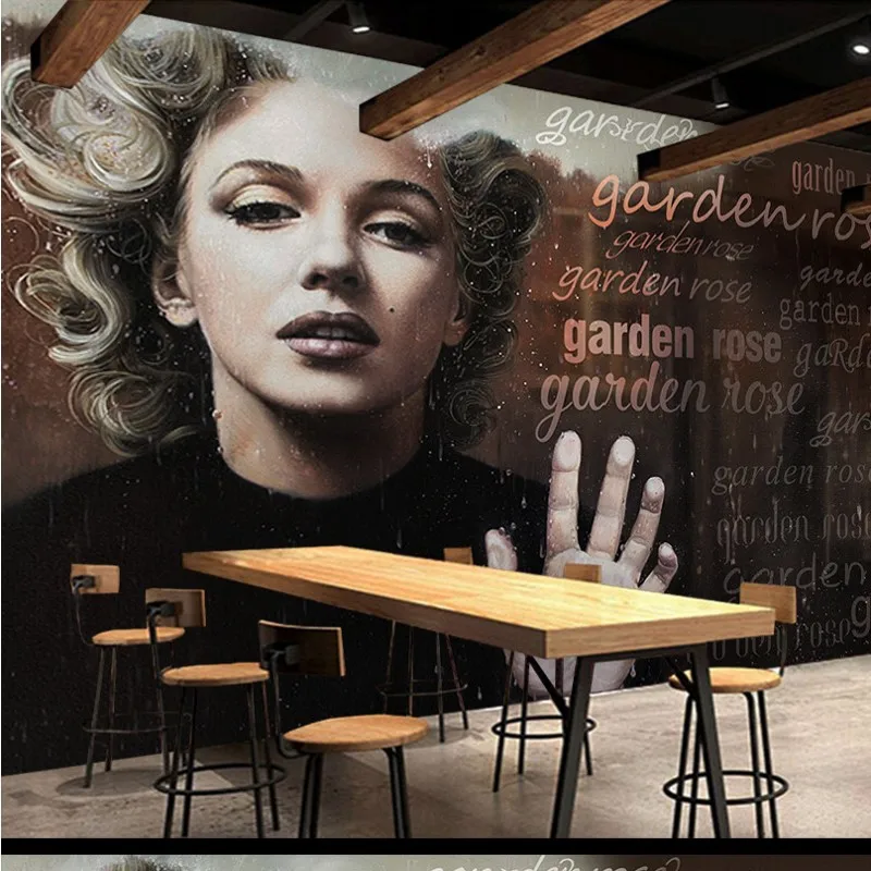 

Free shipping custom Retro Vintage Marilyn Monroe London Background Wall fashion beauty 3D photo wallpaper mural