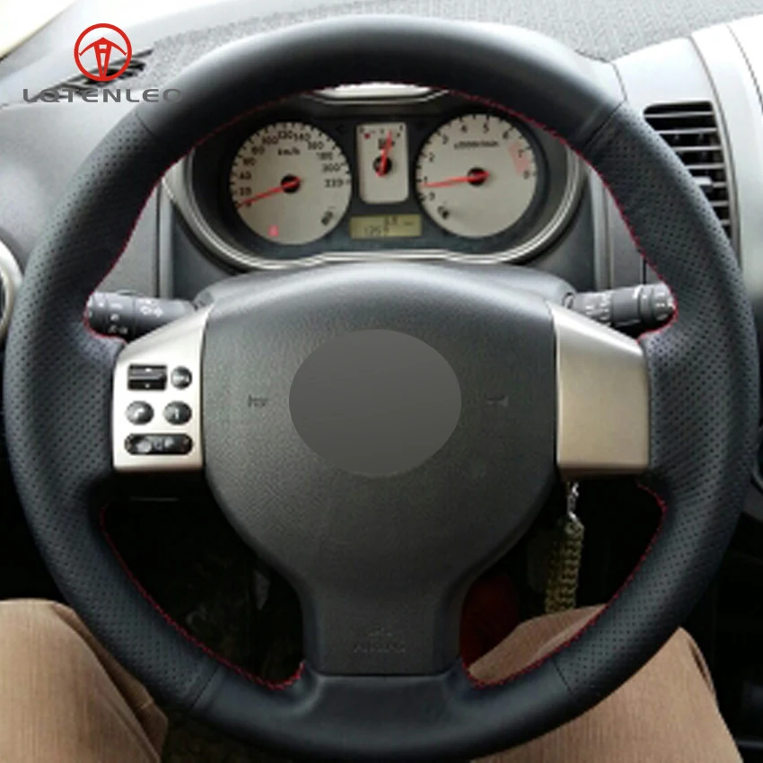 LQTENLEO черный PU искусственная кожа крышка рулевого колеса для Nissan Tiida 2004-2010 Sylphy 2006-2011 Versa 2007-2011 Versa Note