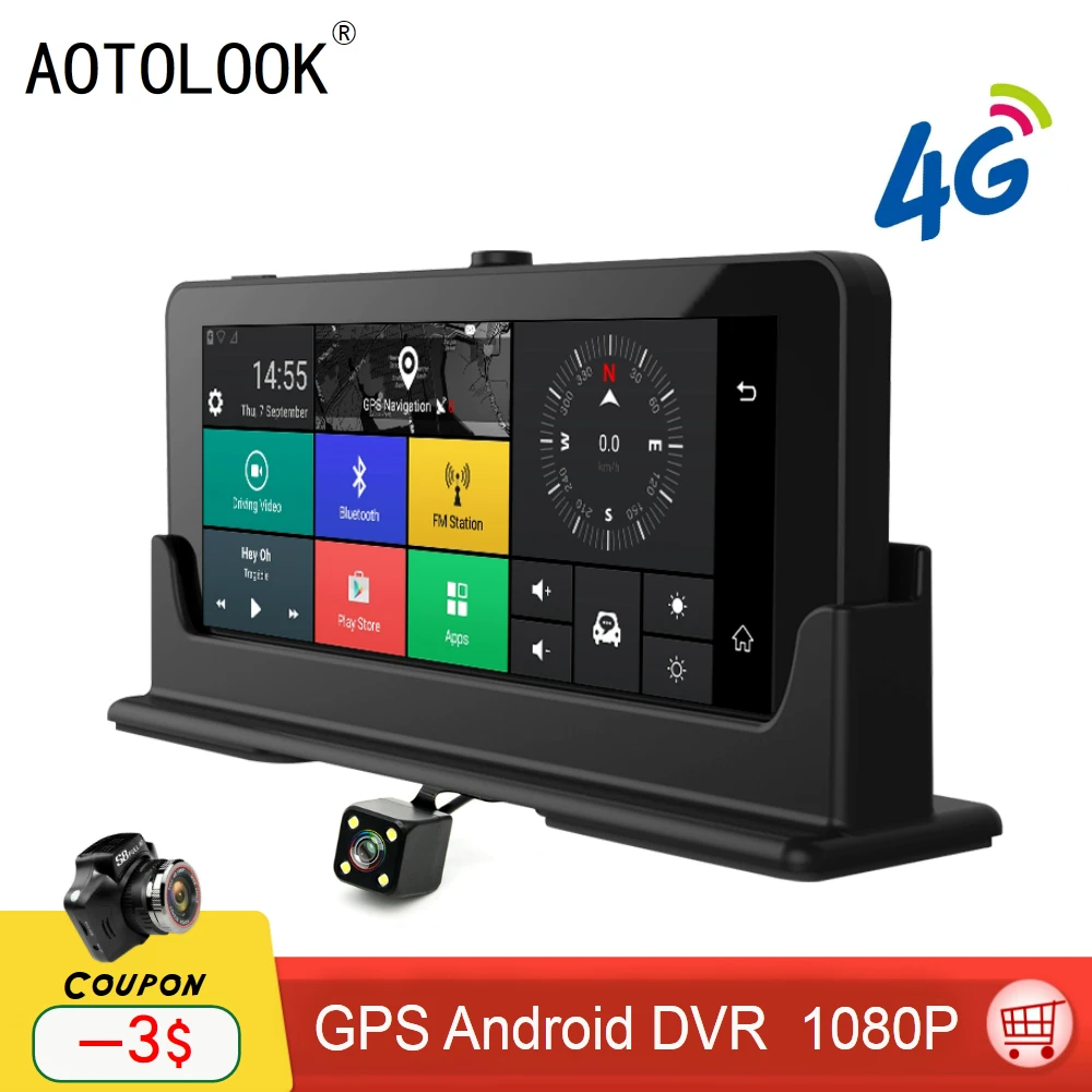 

AOTOLOOK T807 4G 7 Inch ultra-thin portable GPS navigation Android Bluetooth ADAS HD 1080P car DVR dual lens Google Navigator