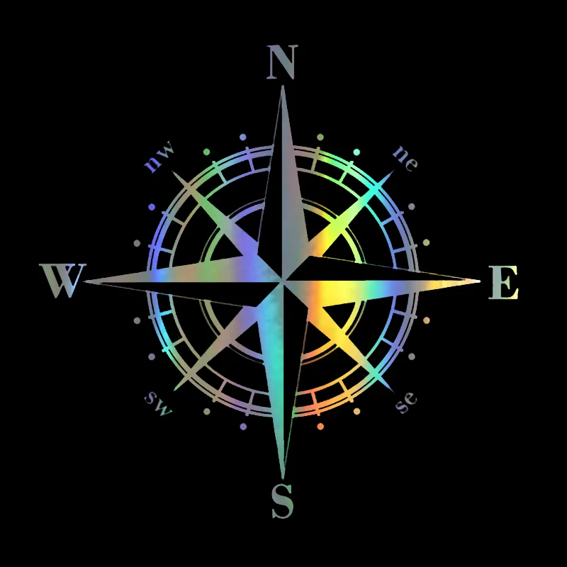 

Car Sticker NSWE Compass 15cm*15cm Funny Car Decal Reflective Laser 3D Car Stickers Vinyl Car Styling Black Silver