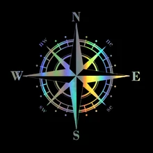 Adesivo de carro nswe bússola 15cm * 15cm engraçado decalque do carro reflexivo laser 3d adesivos de carro vinil estilo do carro preto prata