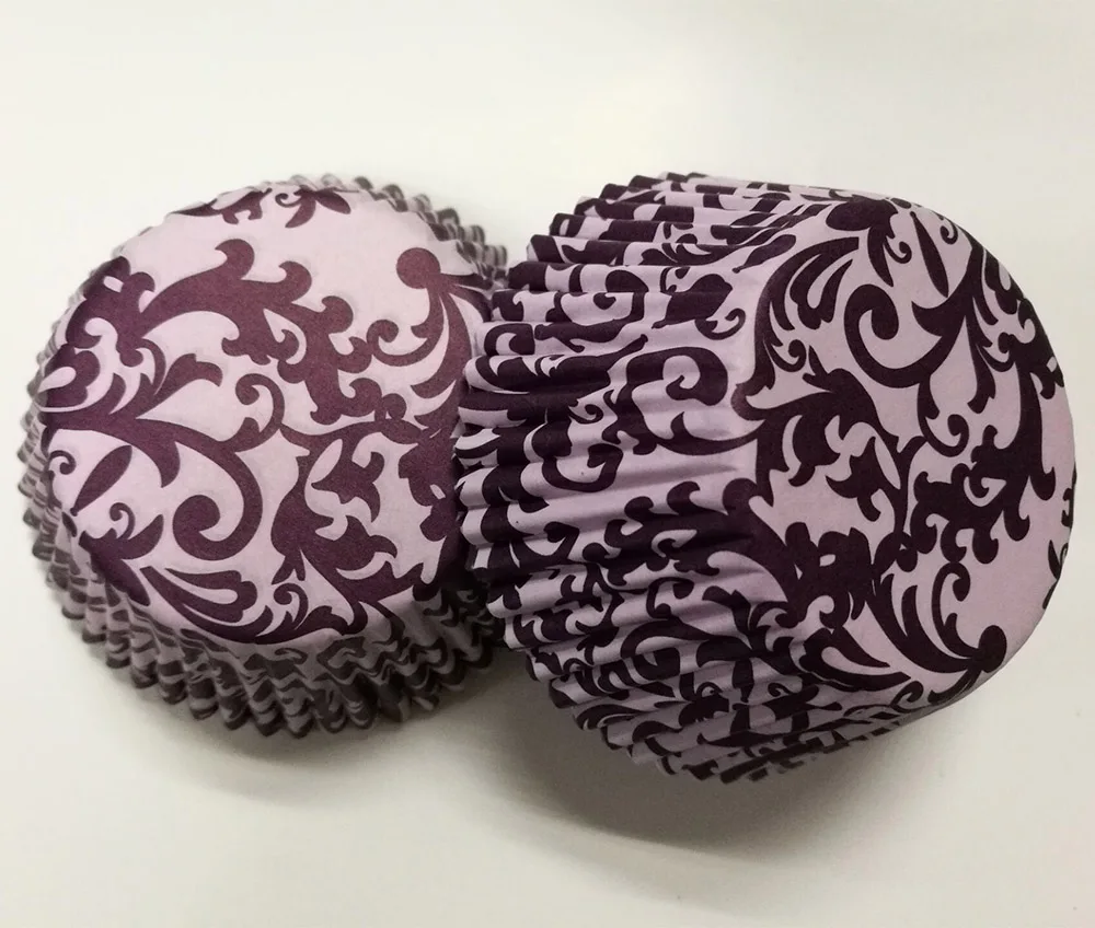 Прямая 50x мешалка/сетка Свадебная бумажная форма для кекса для маффинов и капкейков форма для выпечки Чехол Держатель обертка - Цвет: purple leaf