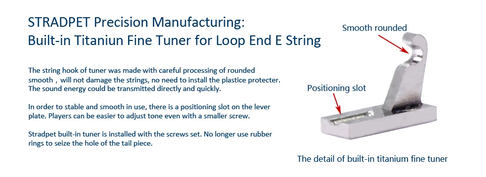 STRADPET скрипка встроенный титановый тонкий тюнер Набор для концевой струны, аксессуары для скрипки