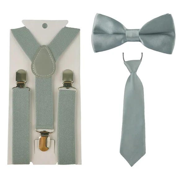 Новинка года; Модный комплект для мальчиков и девочек с регулируемой эластичной резинкой на спине; комплект с подтяжками для малышей; галстук-бабочка; Свадебный галстук; HHtr0001 - Цвет: Gray