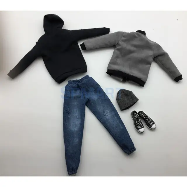 1:6 Men/'s Outfits Gray Hoodie Jeans Belt Shoes Set for 12/" Figure Hot Toys