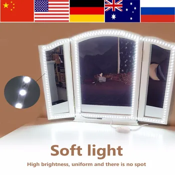 

110-240V 13ft/4M LED Makeup Light 240 LEDs Makeup Dressing Table Mirror Lights LED Strip Flexible Makeup Light camarim