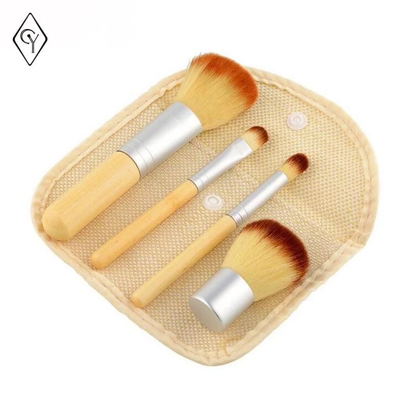 CY 4pcs Nylon Hair Makeup Brushes Set Foundation Highlighter Brush Kit Eyeshadow Eyeliner Powder Make Up Brand Tool Cosmetic | Красота и