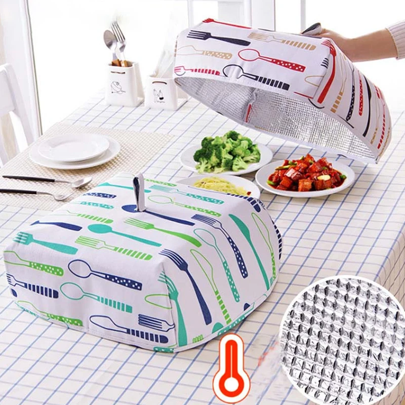 

Folding Lid Cover Reusable Keep Food Warm Vegetable fresh Cover Container Aluminum Foil Dishes Heat-Insulation Kitchen Gadgets