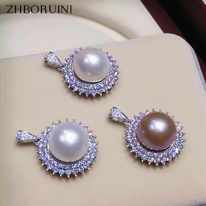 

ZHBORUINI Fashion Necklace Pearl Jewelry Natural Freshwater Pearl Zircon Pendant 925 Sterling Silver Jewelry For Women Gift