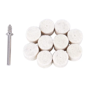 

10 Piece Set Of Live Handle Wool Grinding Head Wool Wheel Felt 25Mm Wool Wheel Mirror Polishing Tool