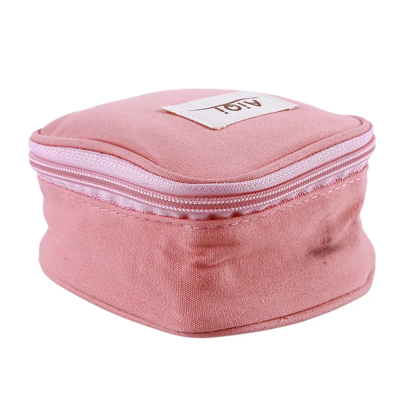 Милый карамельный цвет гигиеническая салфетка сумка Кошелек Хлопок Лен переносной косметический макияж сумки для хранения дорожные салфетки полотенце карман - Цвет: rose pink
