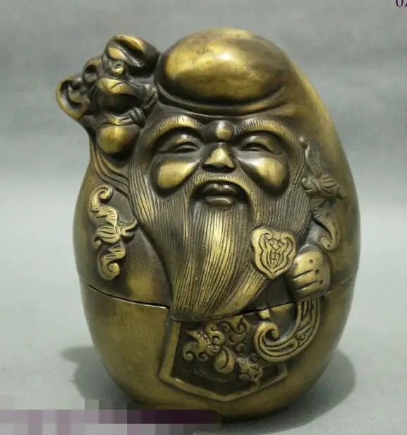 

S03329 6" Folk Chinese Bronze Longevity Shou Star God RuYi Statue Incense Burner Censer (B0413)