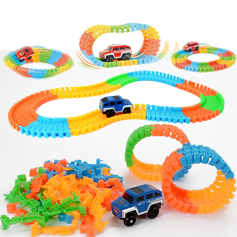 

DIY Assembly Electric Race Track Diecast Toy Roller Coaster Racing Track Electronics Toys Rail Car Educational Toys for Children