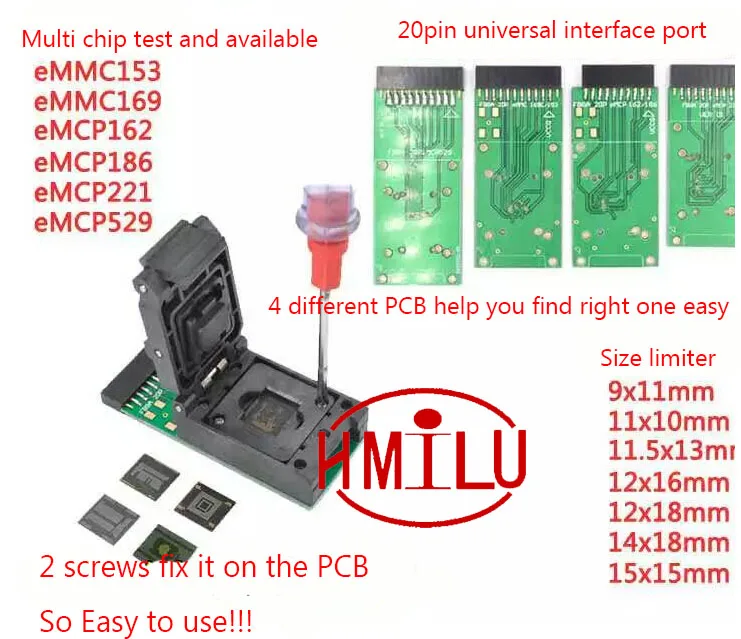 EMMC153 169 EMCP162 186 EMCP221 EMCP529 разъем 6 в 1 инструменты для восстановления данных для телефона android eMMC программатор розетка более быстрая скорость